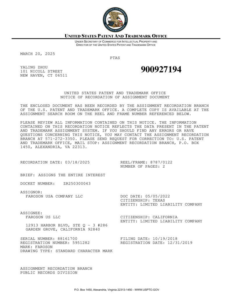 Trademark Faroson US 09