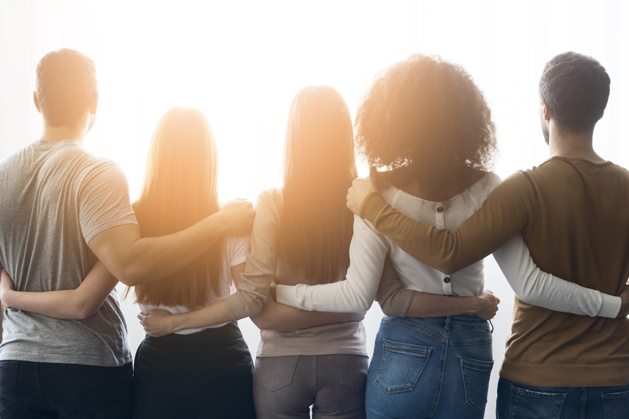 back view community young people united scaled