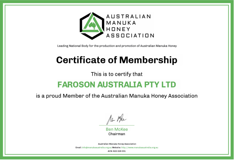 Faroson Australia – Proud Member of the Australian Manuka Honey Association (AMHA)